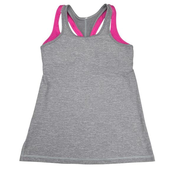 LULULEMON Inspiration Tank II Sz 6 Heathered Slate / Jewelled Magenta - Picture 3 of 6